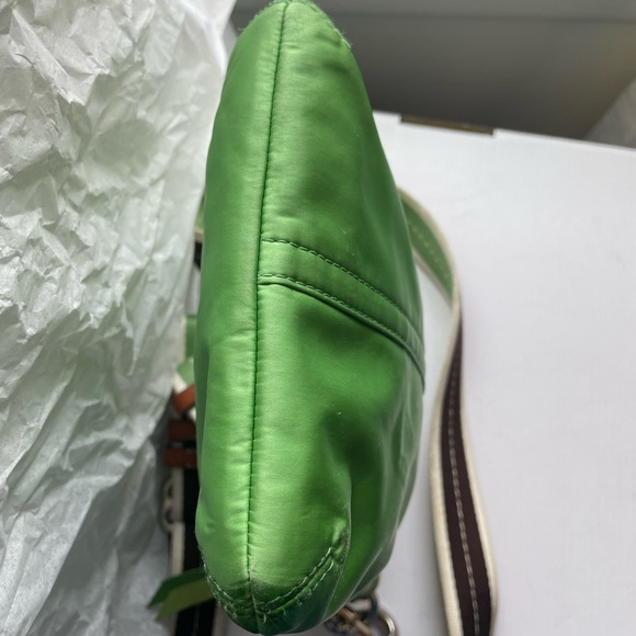 Coach Crossbody Bag Nylon Sateen Suede Tassel Zipper Pull Green Coach No tag GUC - Picture 12 of 16
